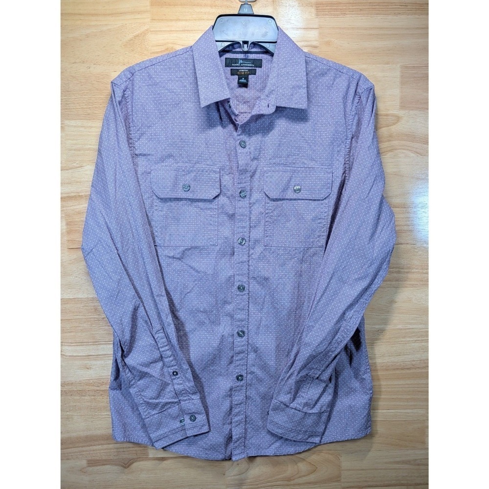 Marc Anthony Men's S Purple Button Up Long Sleeve Shirt Stretch Slim Fit